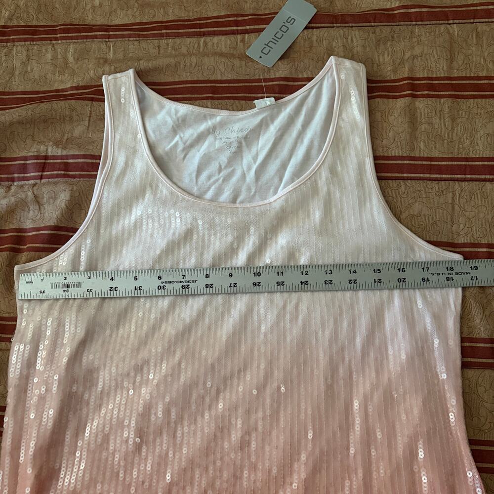 Chico's Ombre Pink Sequin Tank Top Size 2 Medium NWT - Picture 9 of 9